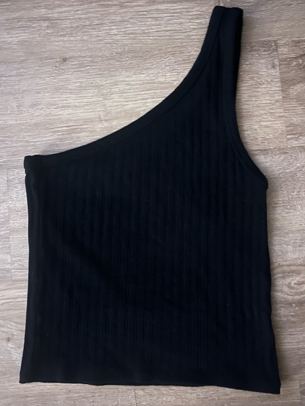 American Eagle Black One Shoulder Ribbed Tank Top Size S